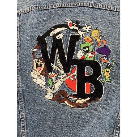 Vtg 90s Warner Brothers Looney Tunes Jean Jacket 1999 Sz S Taz Bugs Street Wear - Picture 3 of 15